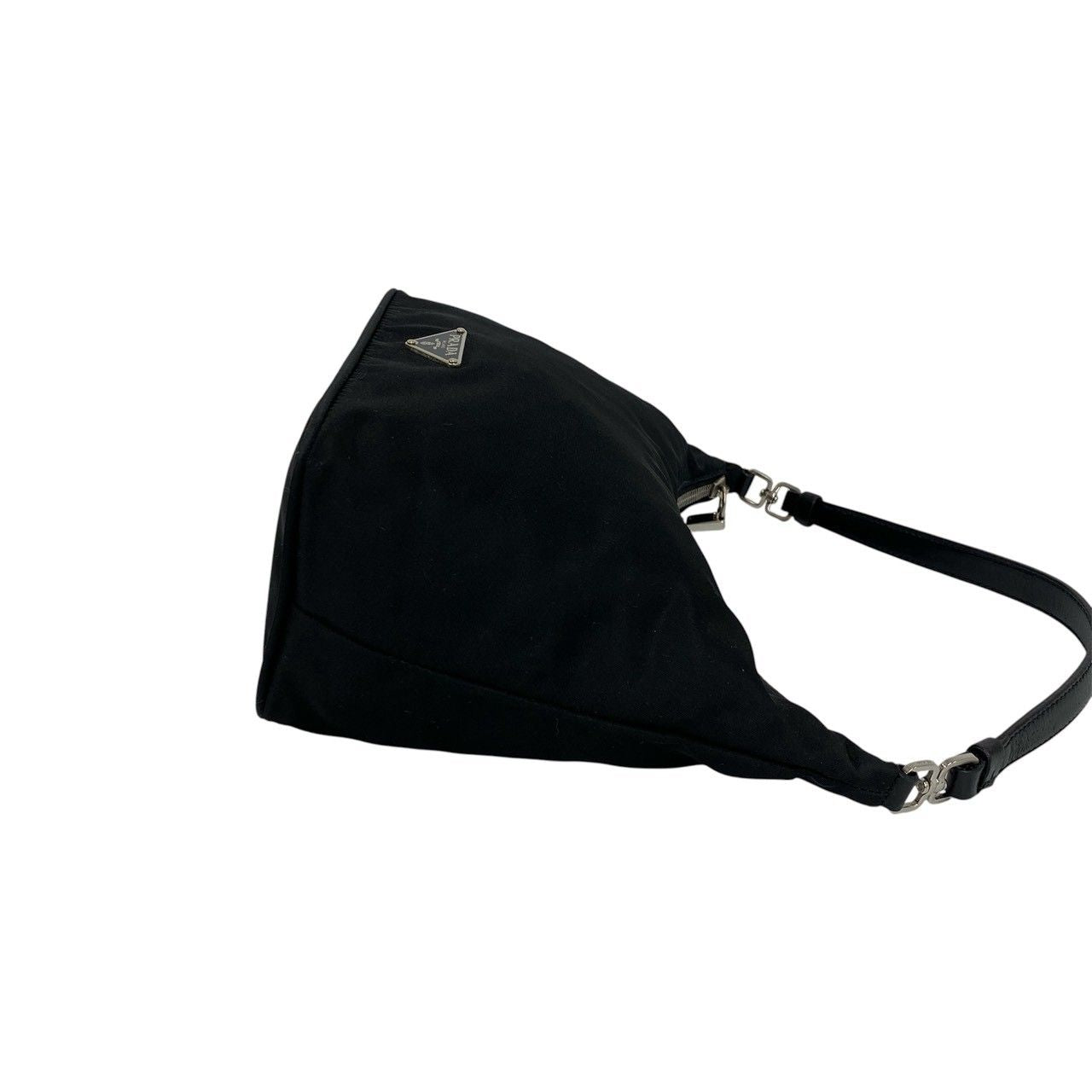 Prada Triangle Logo Nylon Leather Mini Tote Shoulder Bag Black — view 6