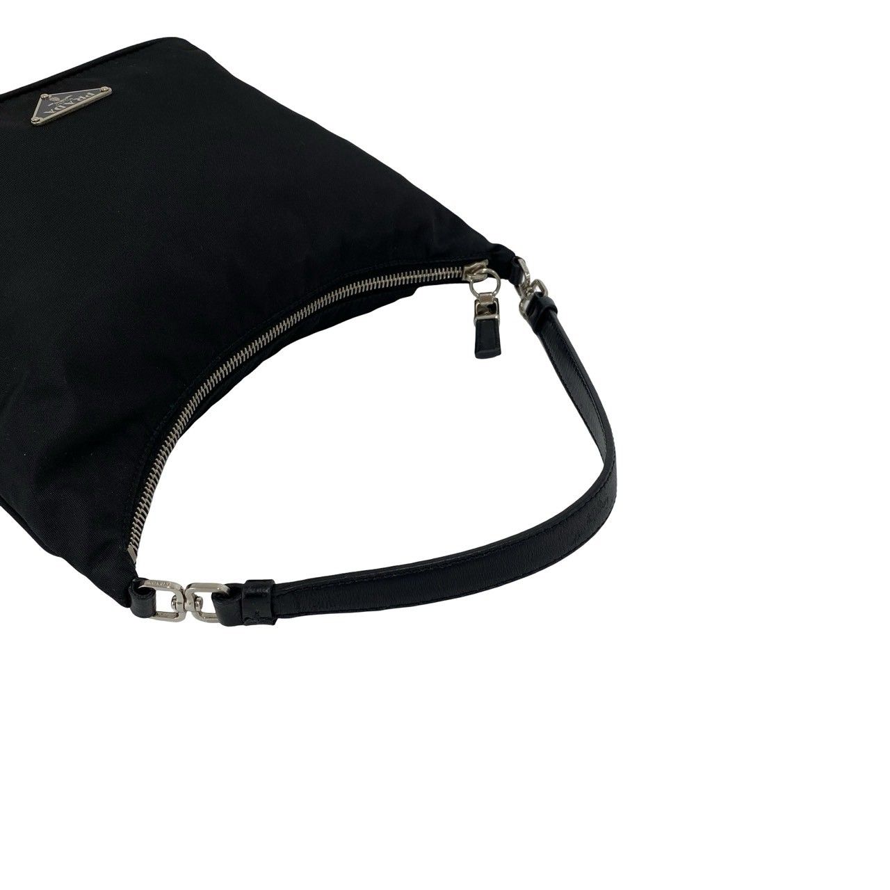 Prada Triangle Logo Nylon Leather Mini Tote Shoulder Bag Black — view 4