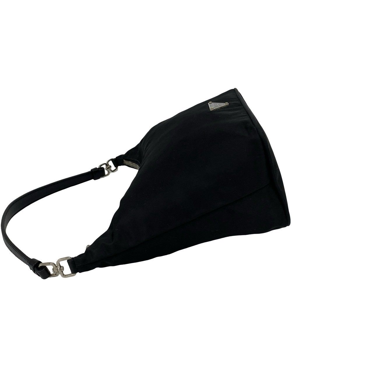 Prada Triangle Logo Nylon Leather Mini Tote Shoulder Bag Black — view 5