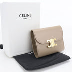 Celine Small Flap Wallet Triomphe Trifold Shiny Calfskin