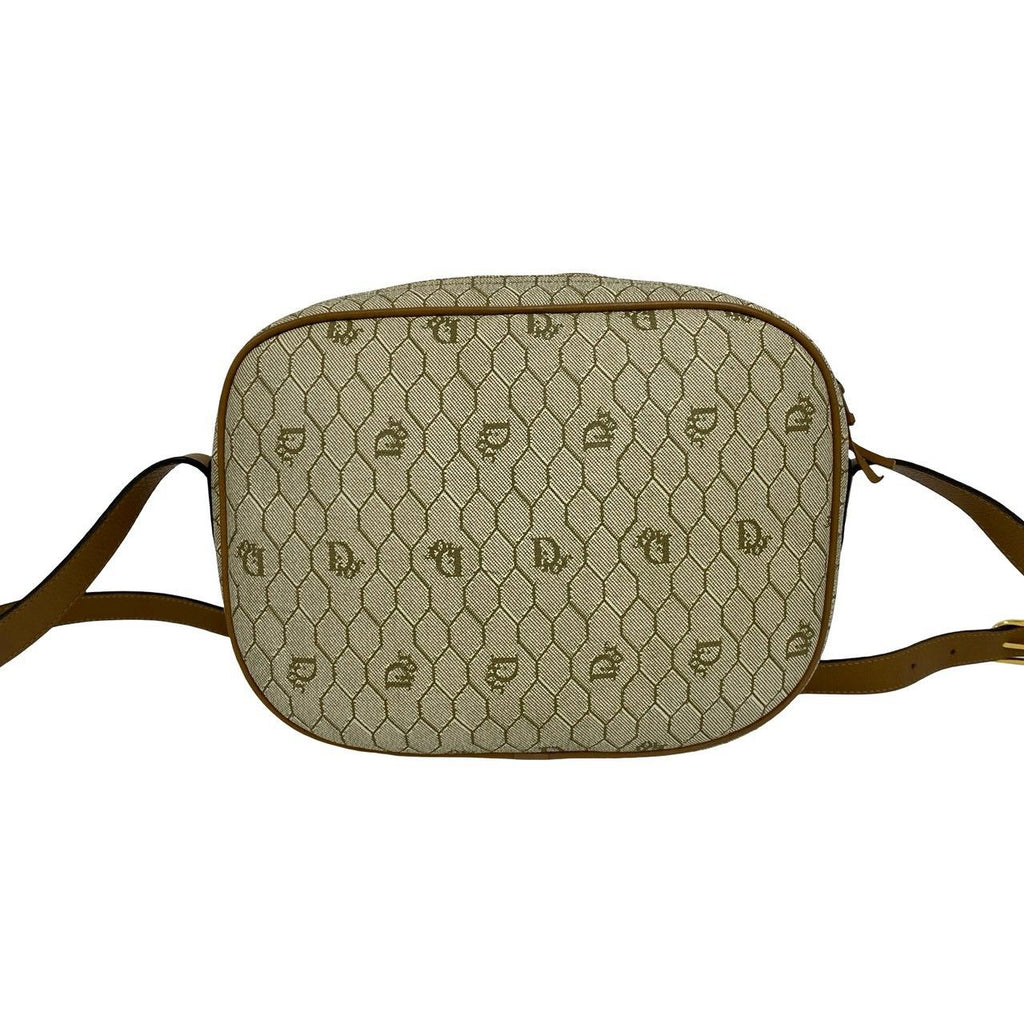Dior Honeycomb Pattern Leather Mini Shoulder Bag Crossbody Pochette Beige — view 3