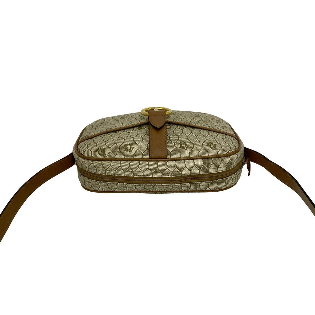 Dior Honeycomb Pattern Leather Mini Shoulder Bag Crossbody Pochette Beige — view 4