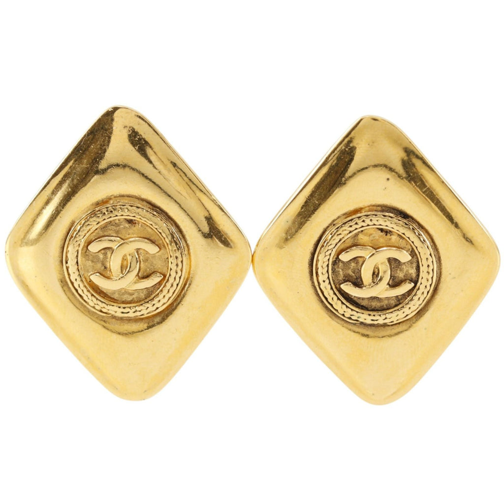 Chanel CC Logo Vintage Gold Plated Earrings