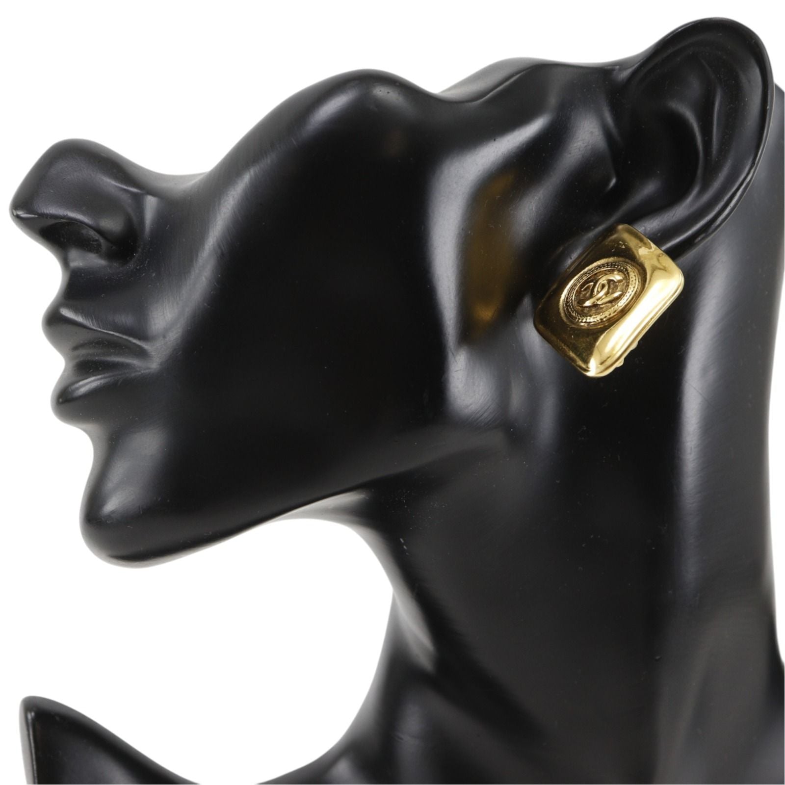 Chanel CC Logo Vintage Gold Plated Earrings — view 2