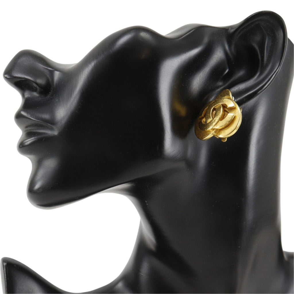 Chanel CC Logo Vintage Gold Plated Earrings — view 2