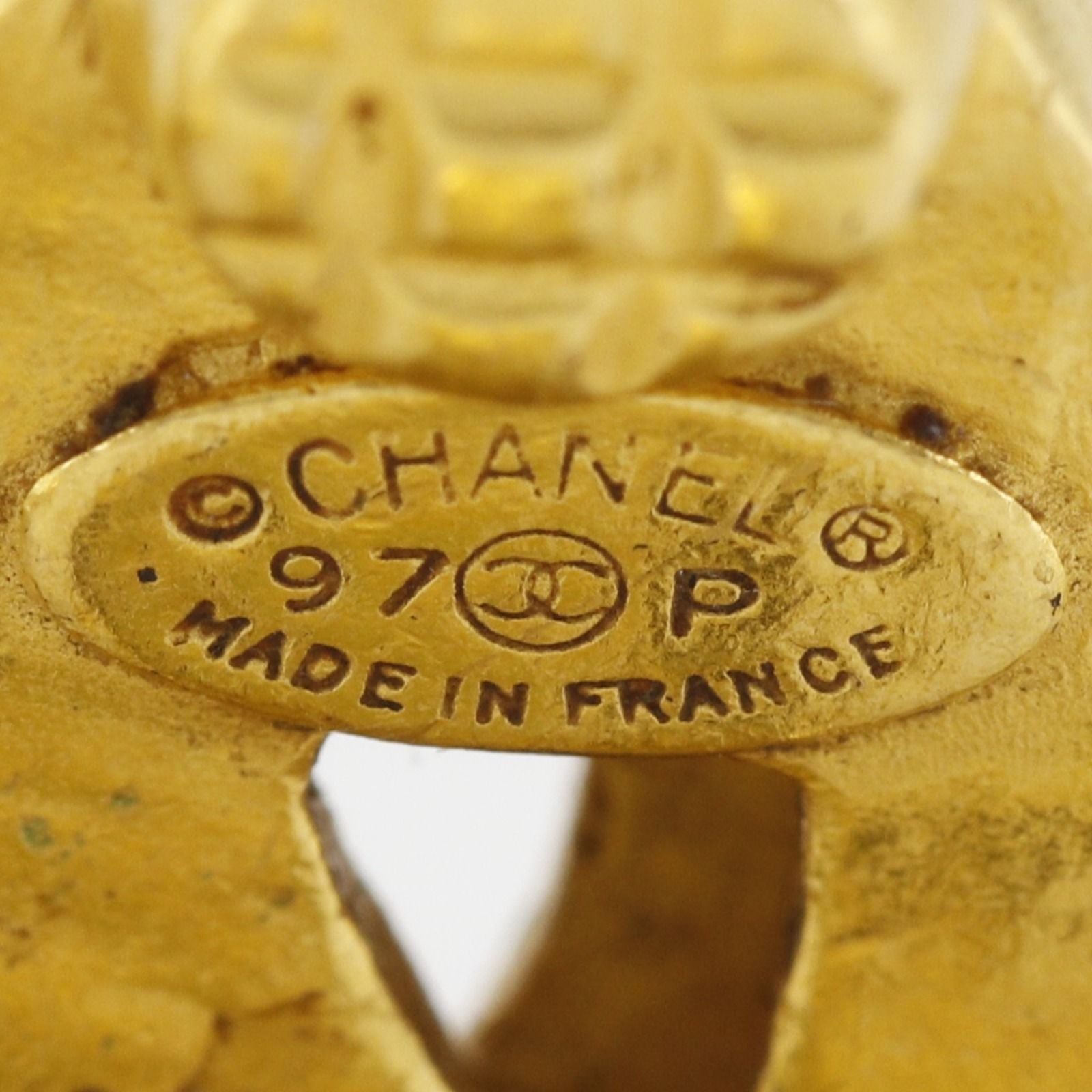Chanel CC Logo Vintage Gold Plated Earrings — view 7