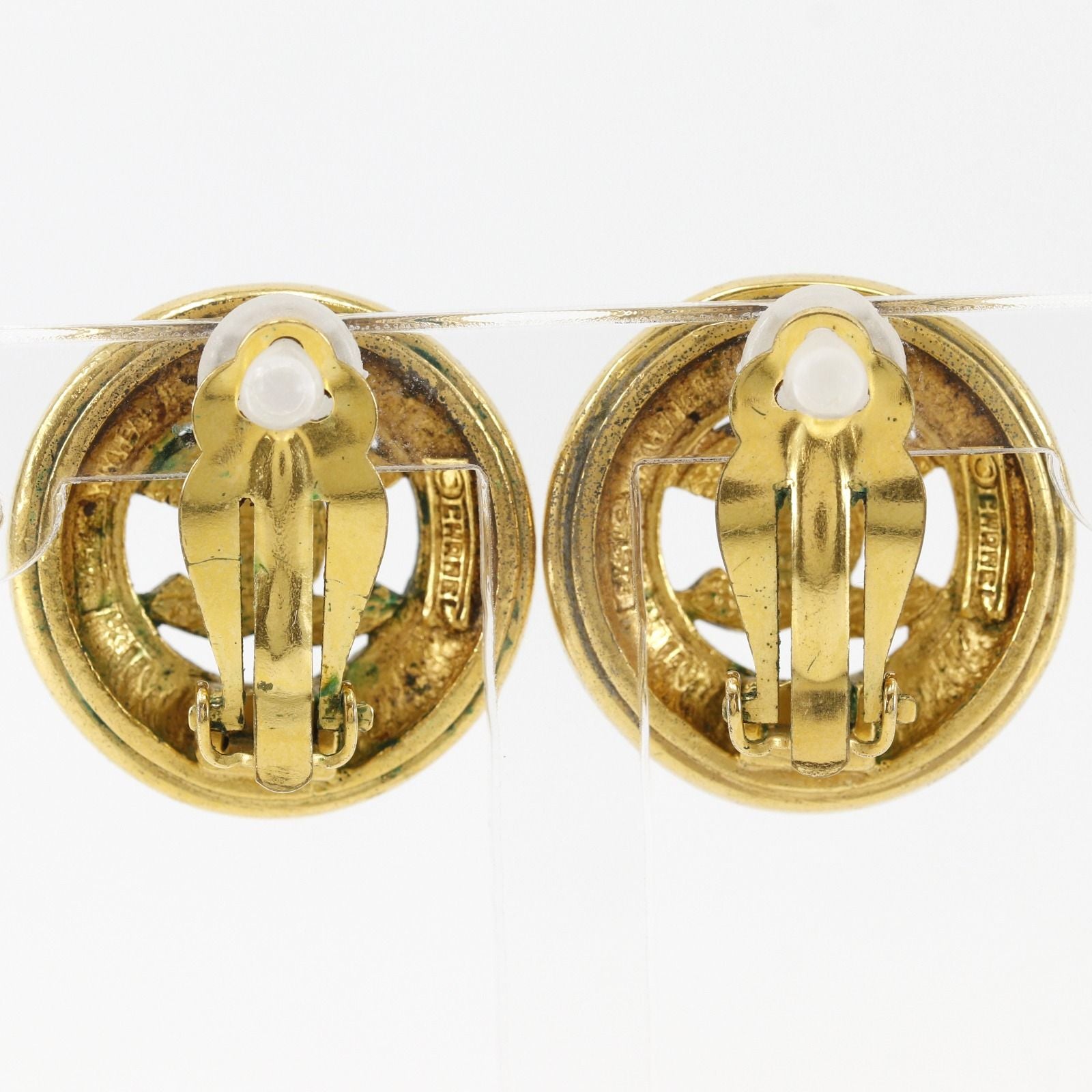 Chanel CC Logo Vintage Gold Plated Earrings — view 3