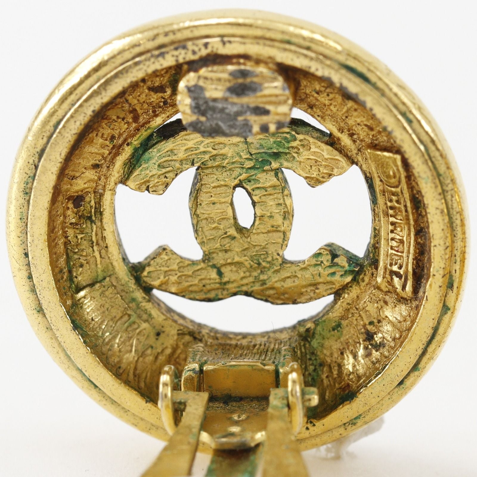 Chanel CC Logo Vintage Gold Plated Earrings — view 6