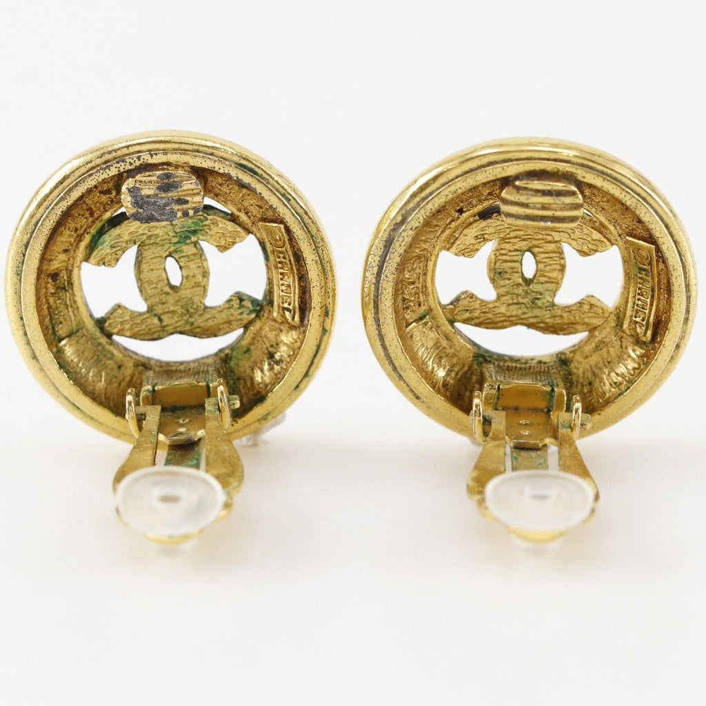 Chanel CC Logo Vintage Gold Plated Earrings — view 4
