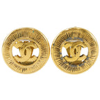 Chanel CC Logo Vintage Gold Plated Earrings
