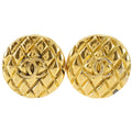 Chanel CC Logo Quilted Vintage Gold Plated 25 Earrings