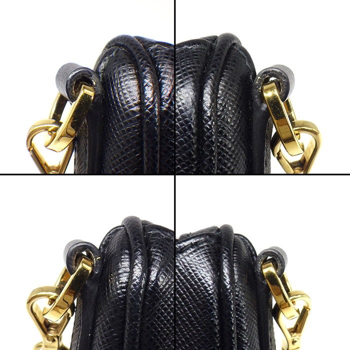 Prada Shoulder Bag Mini Chain Bag Black Saffiano Luc Gold — view 7