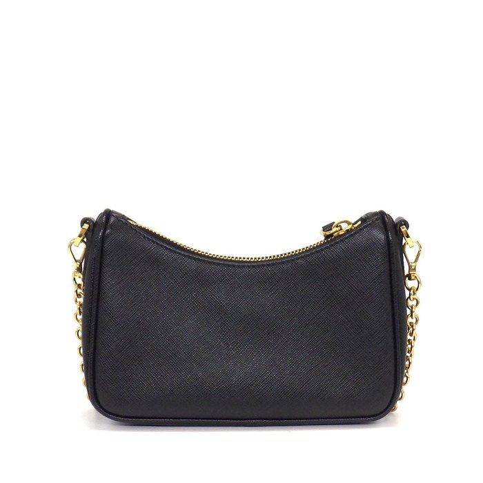 Prada Shoulder Bag Mini Chain Bag Black Saffiano Luc Gold — view 2
