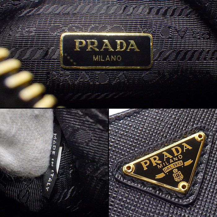 Prada Shoulder Bag Mini Chain Bag Black Saffiano Luc Gold — view 6