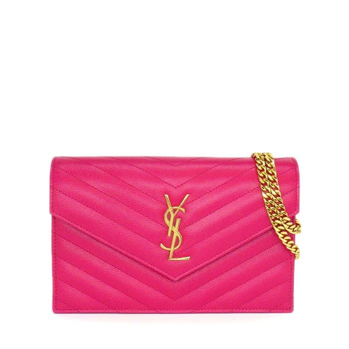 Saint Laurent Shoulder Bag Cassandra Envelope Chain Wallet Pink Grained Poodle