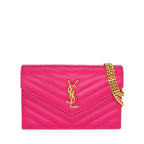 Saint Laurent Shoulder Bag Cassandra Envelope Chain Wallet Pink Grained Poodle
