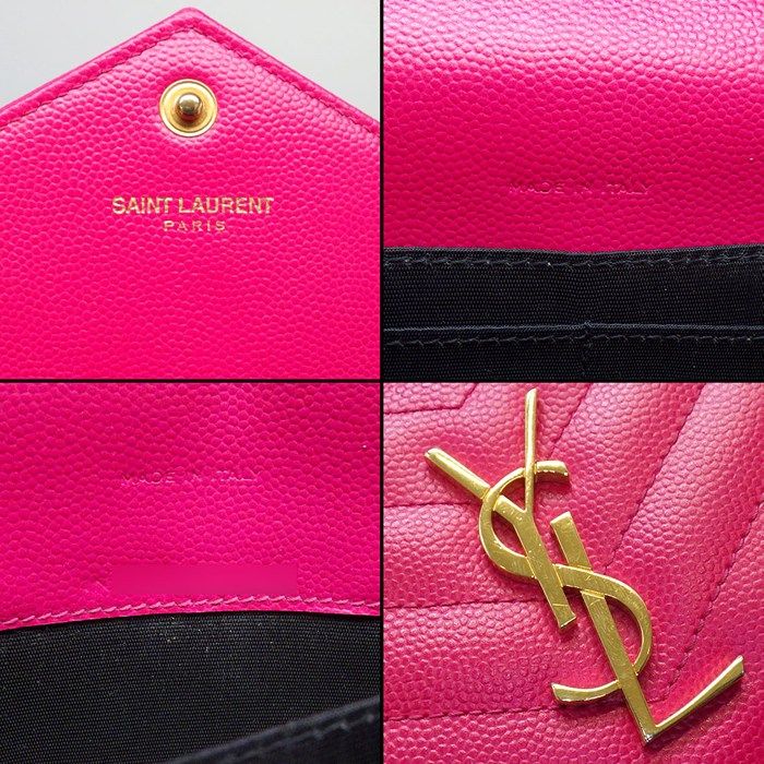 Saint Laurent Shoulder Bag Cassandra Envelope Chain Wallet Pink Grained Poodle — view 7