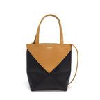 Loewe Tote Bag Puzzle Fold Mini Warm Desert Black Calfskin Gold