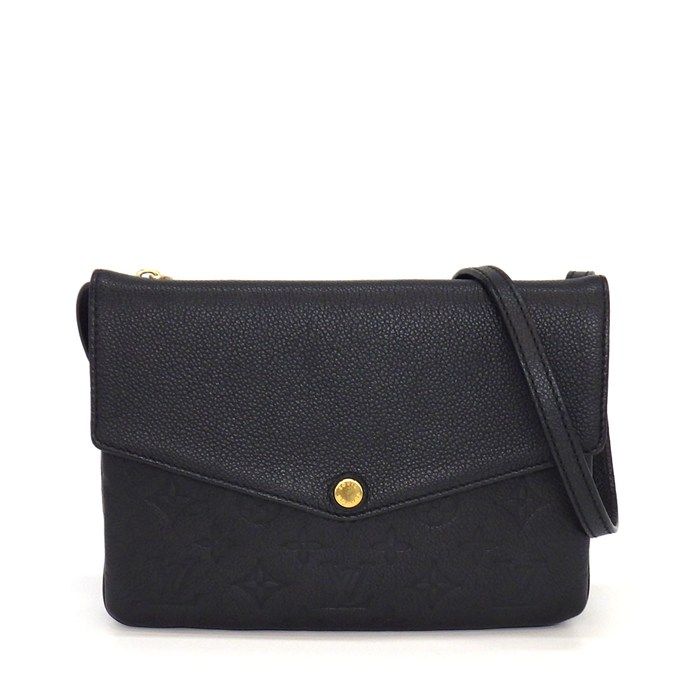 Louis Vuitton Shoulder Bag Black Monogram Empreinte Leather Gold