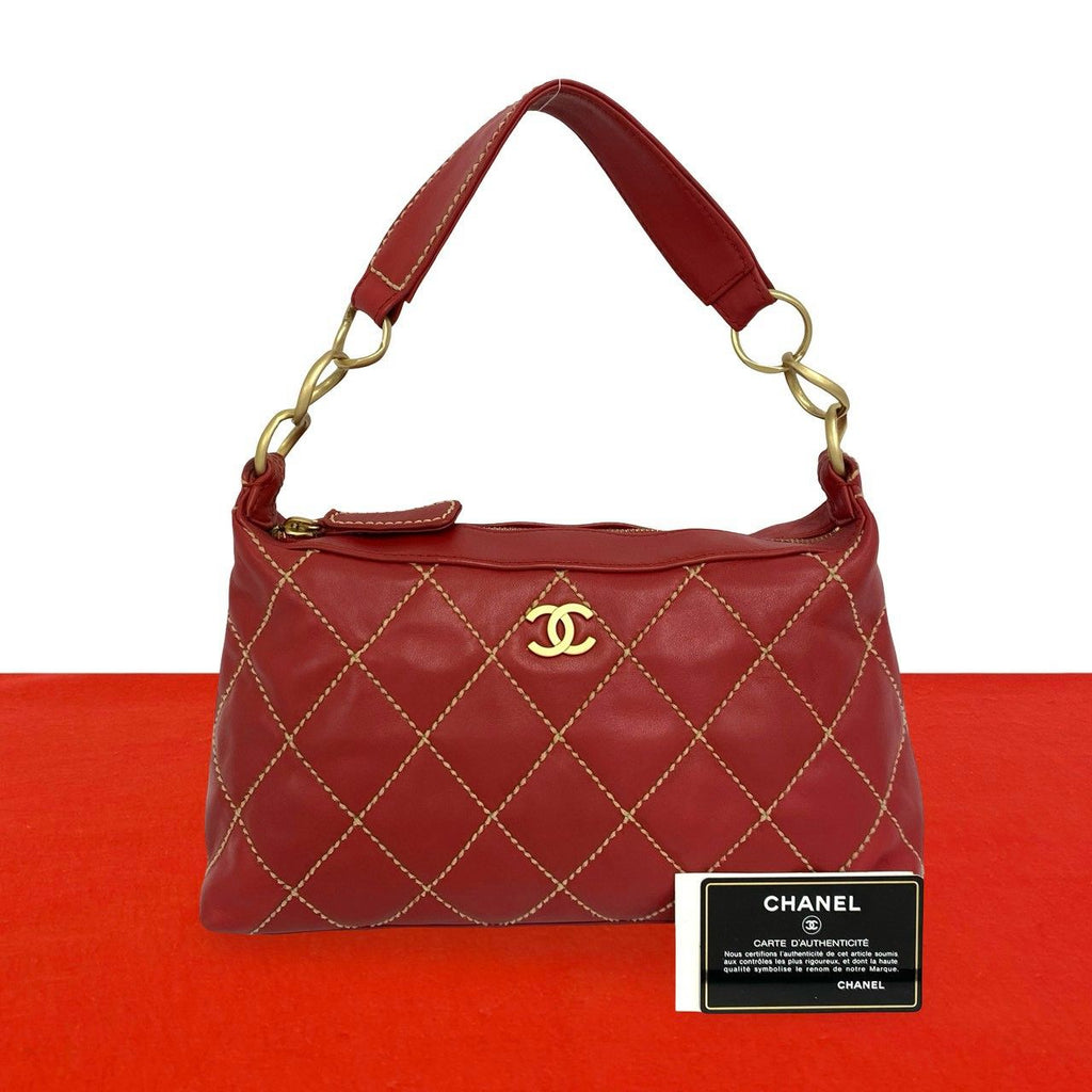 Chanel CC Logo Wild Stitch Lambskin Handbag
