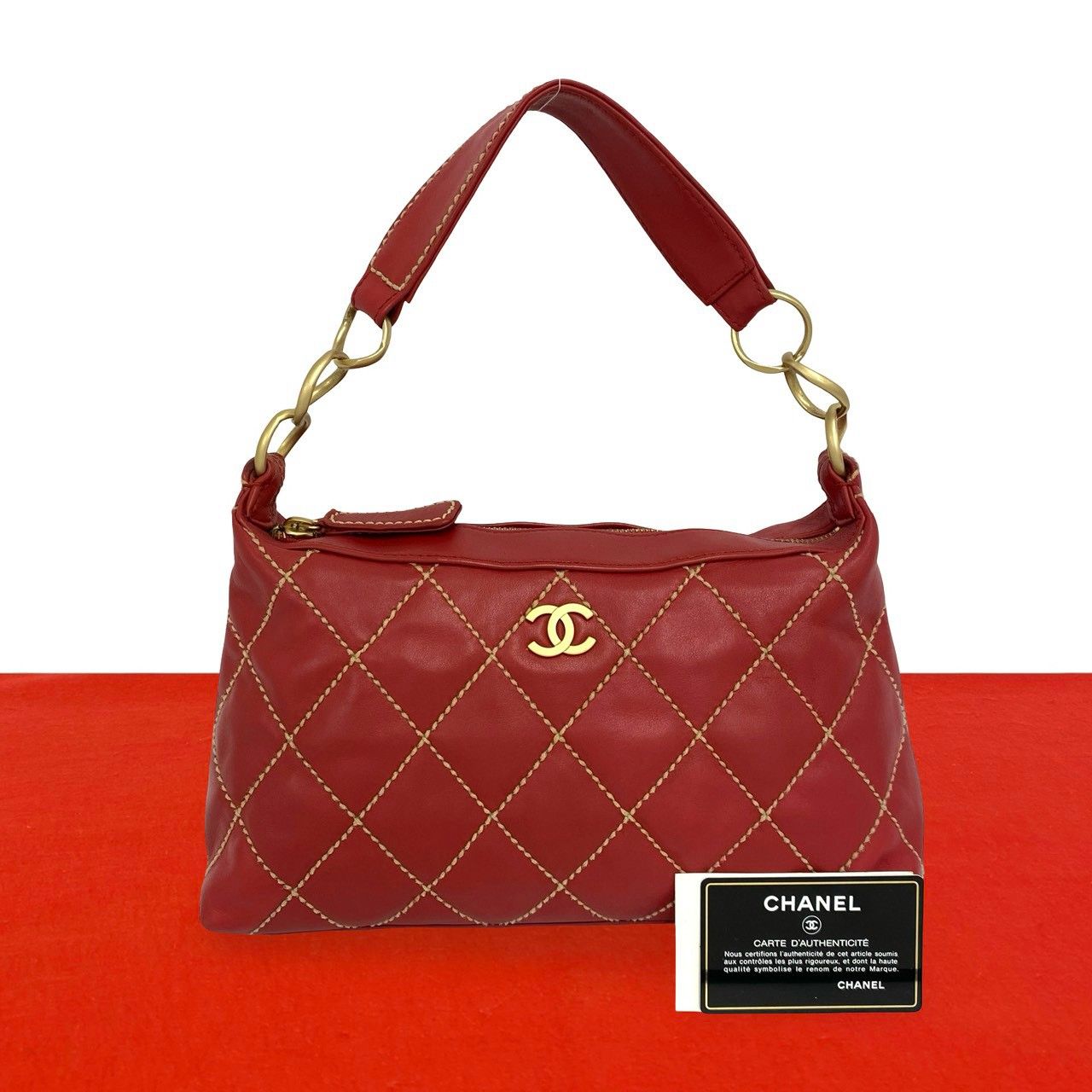 Chanel CC Logo Wild Stitch Lambskin Handbag