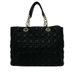 Dior Cannage Logo Charm Leather Tote Bag Black — view 3