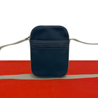 Loewe Repeat Anagram Logo Leather Shoulder Bag Crossbody Pochette Navy Beige