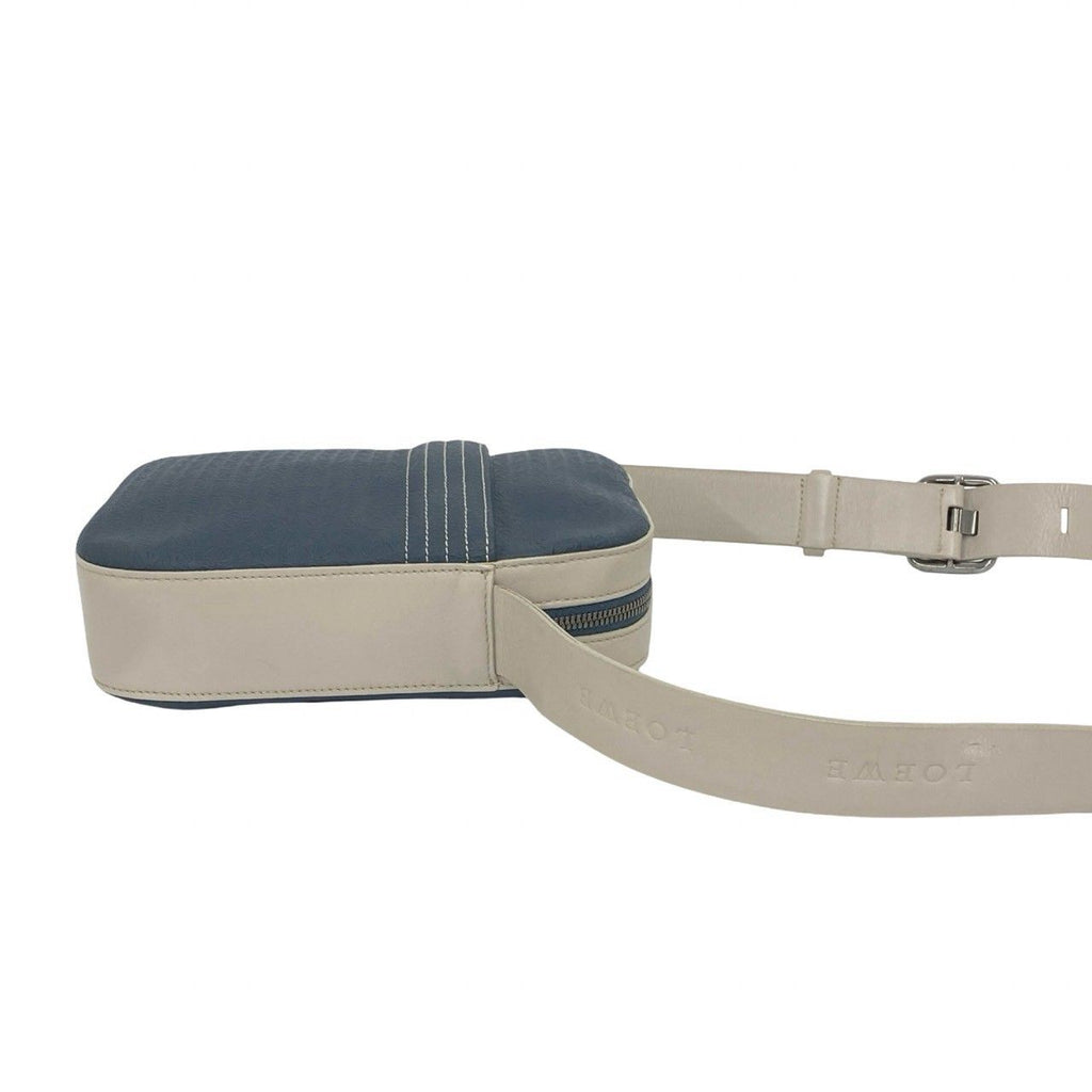Loewe Repeat Anagram Logo Leather Shoulder Bag Crossbody Pochette Navy Beige — view 6