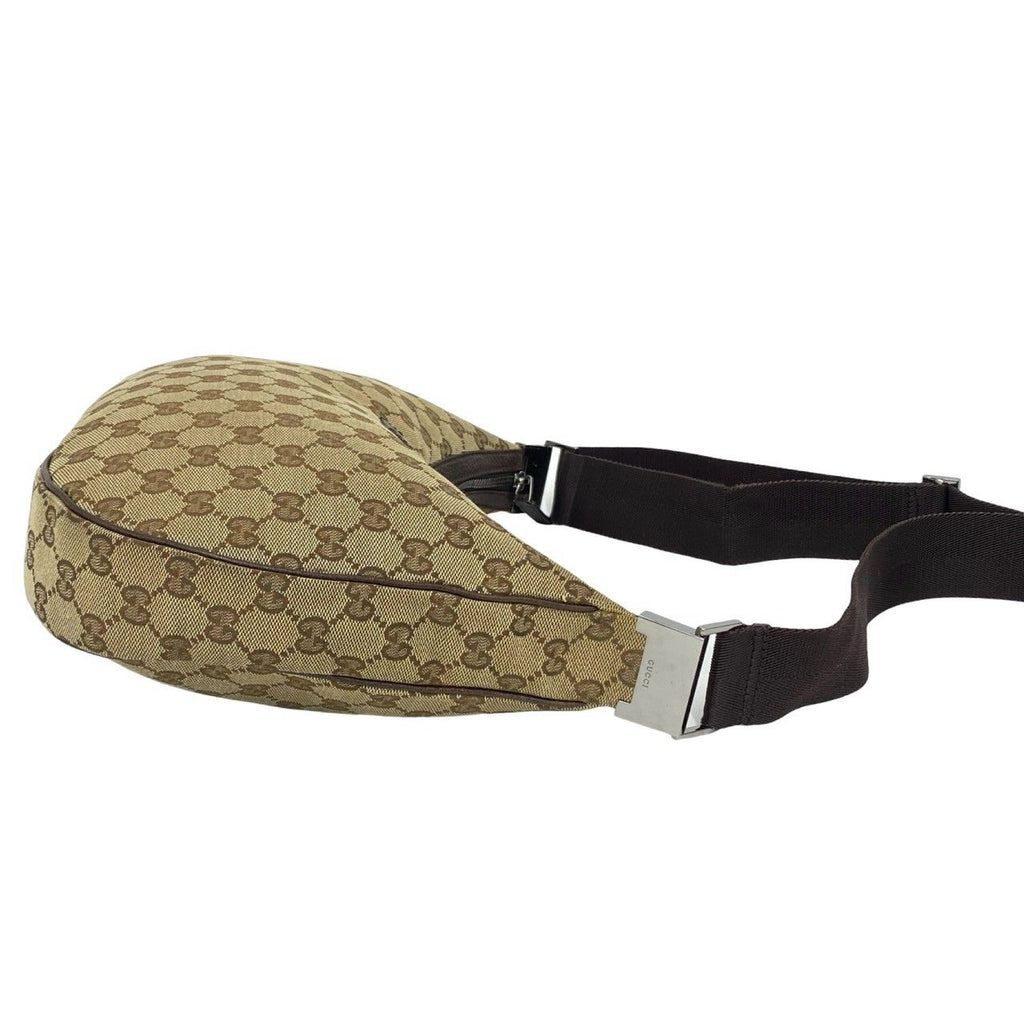 Gucci GG Pattern Logo Canvas Leather Shoulder Bag Pochette Crossbody Brown — view 6