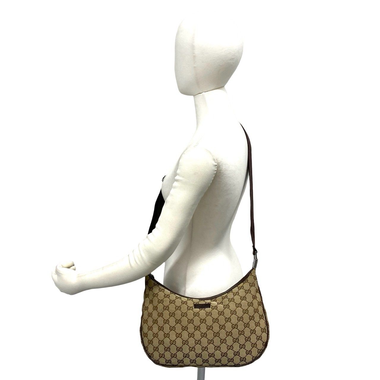 Gucci GG Pattern Logo Canvas Leather Shoulder Bag Pochette Crossbody Brown — view 2
