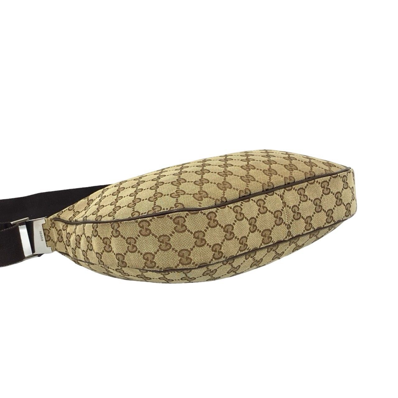 Gucci GG Pattern Logo Canvas Leather Shoulder Bag Pochette Crossbody Brown — view 7