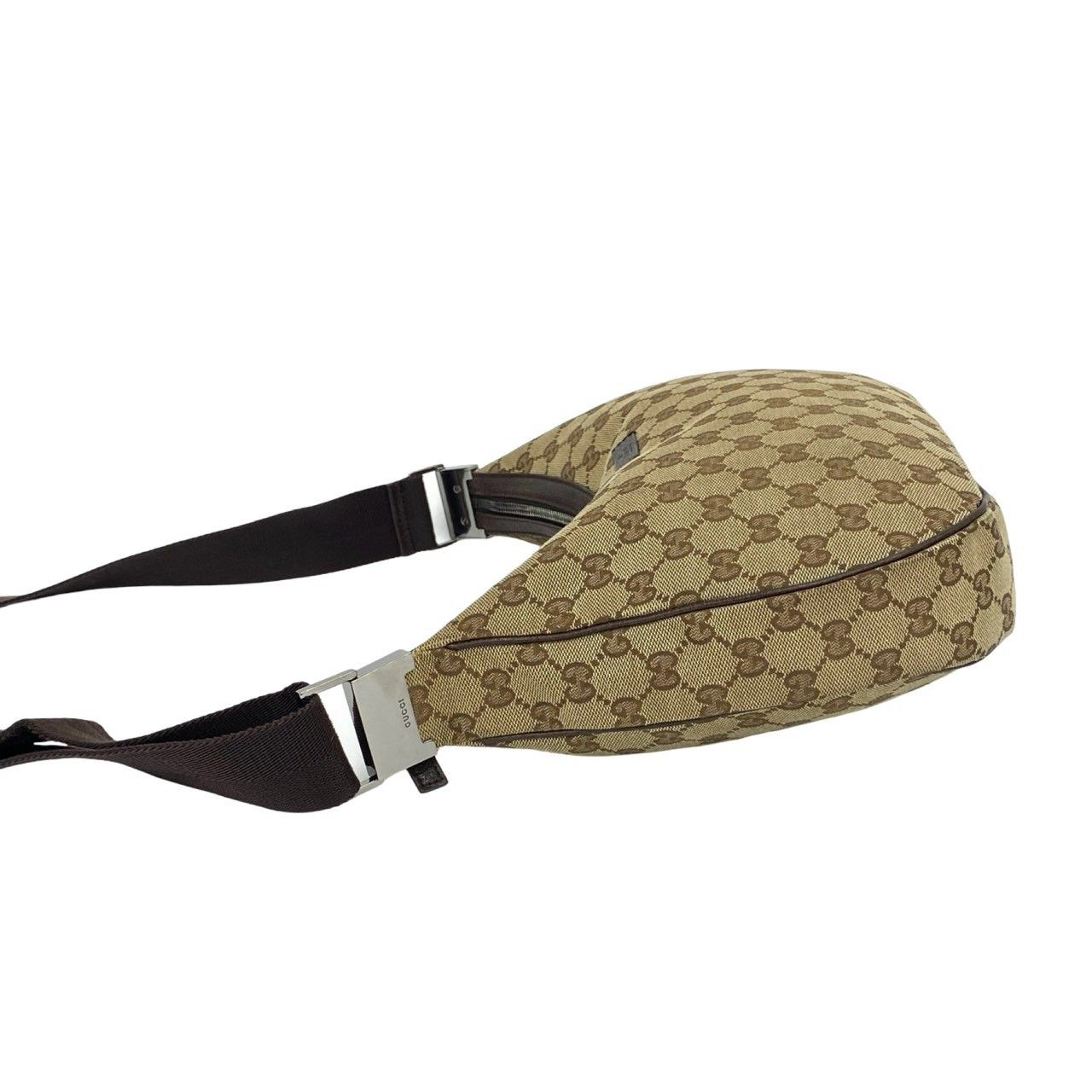 Gucci GG Pattern Logo Canvas Leather Shoulder Bag Pochette Crossbody Brown — view 5