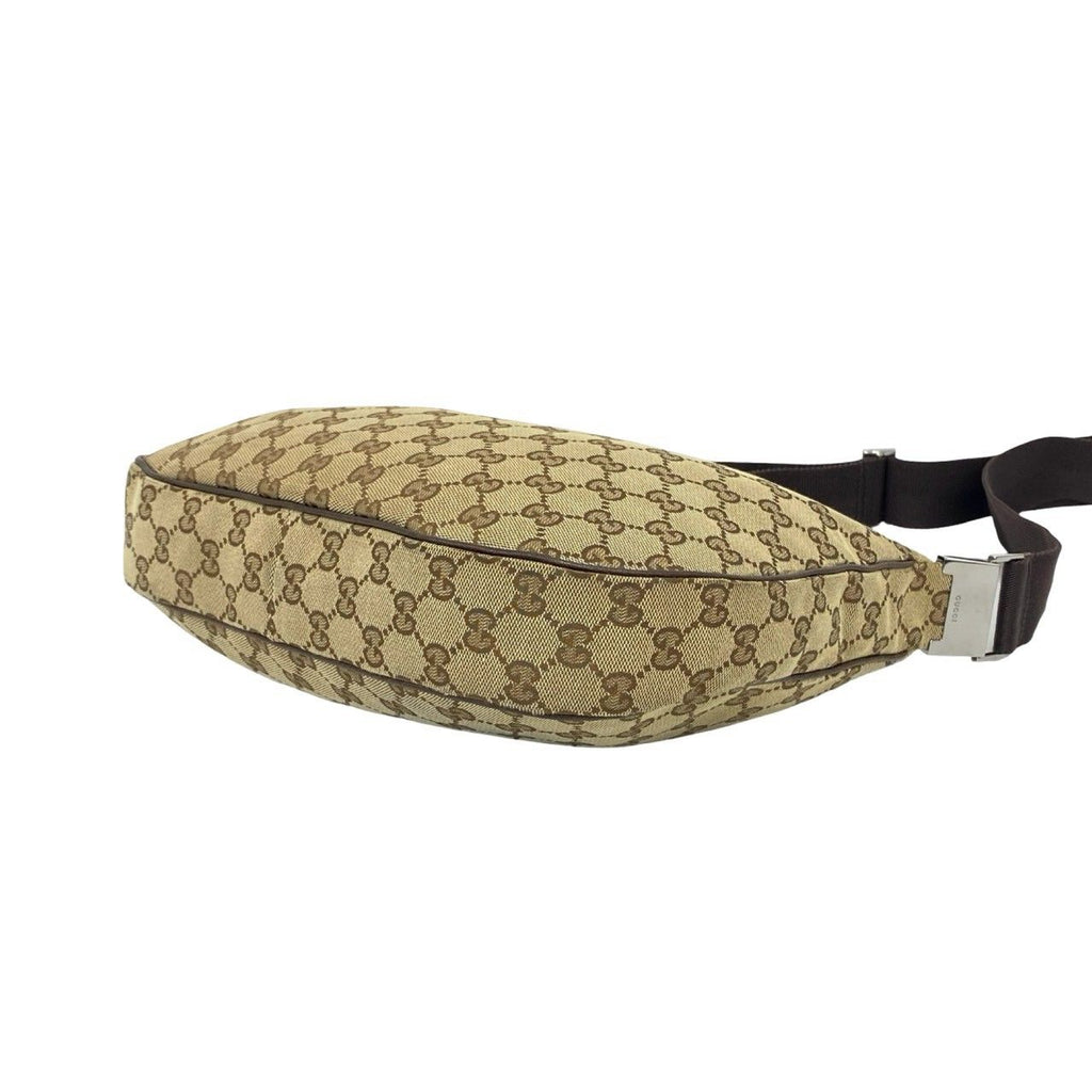 Gucci GG Pattern Logo Canvas Leather Shoulder Bag Pochette Crossbody Brown — view 8