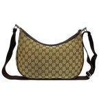 Gucci GG Pattern Logo Canvas Leather Shoulder Bag Pochette Crossbody Brown — view 3