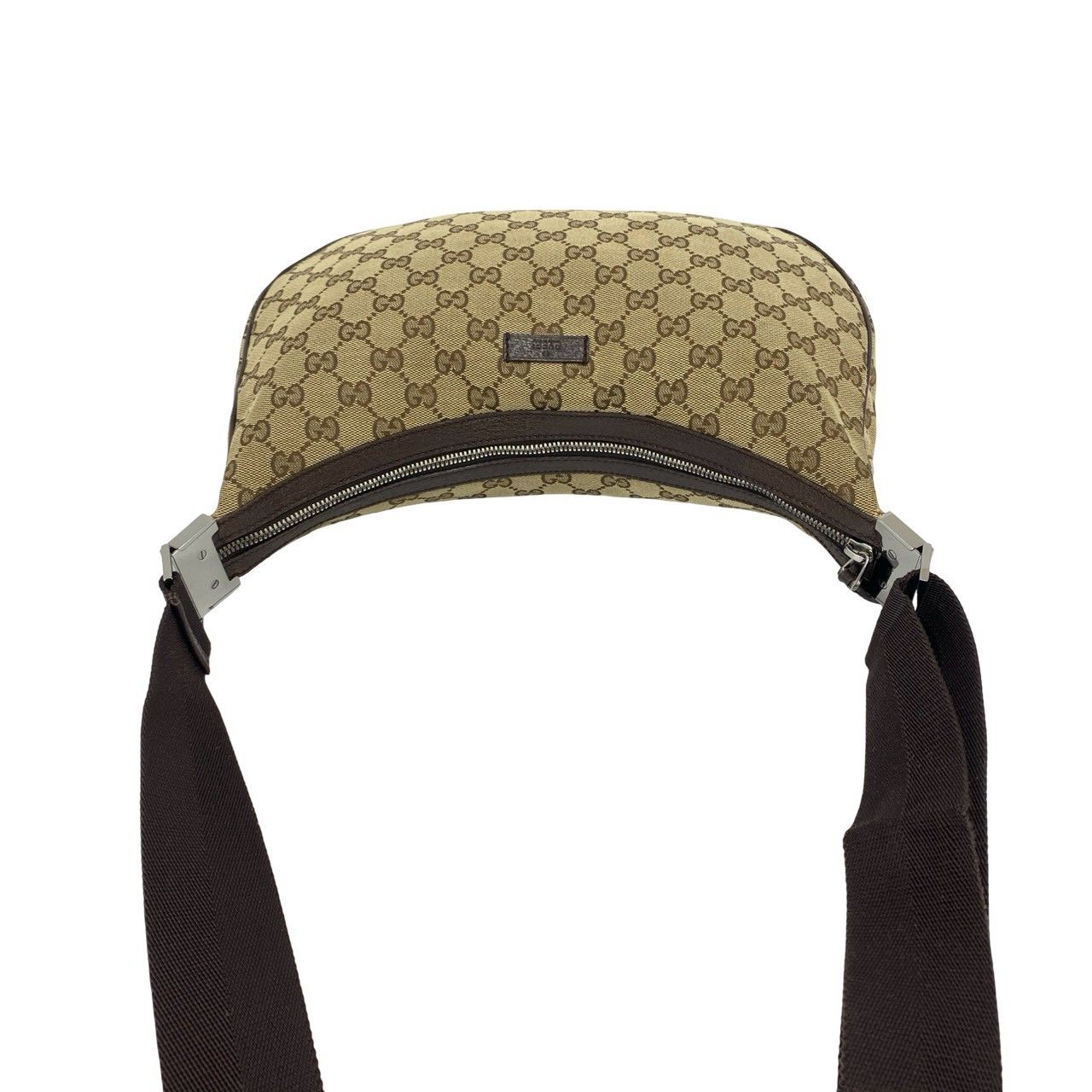 Gucci GG Pattern Logo Canvas Leather Shoulder Bag Pochette Crossbody Brown — view 4