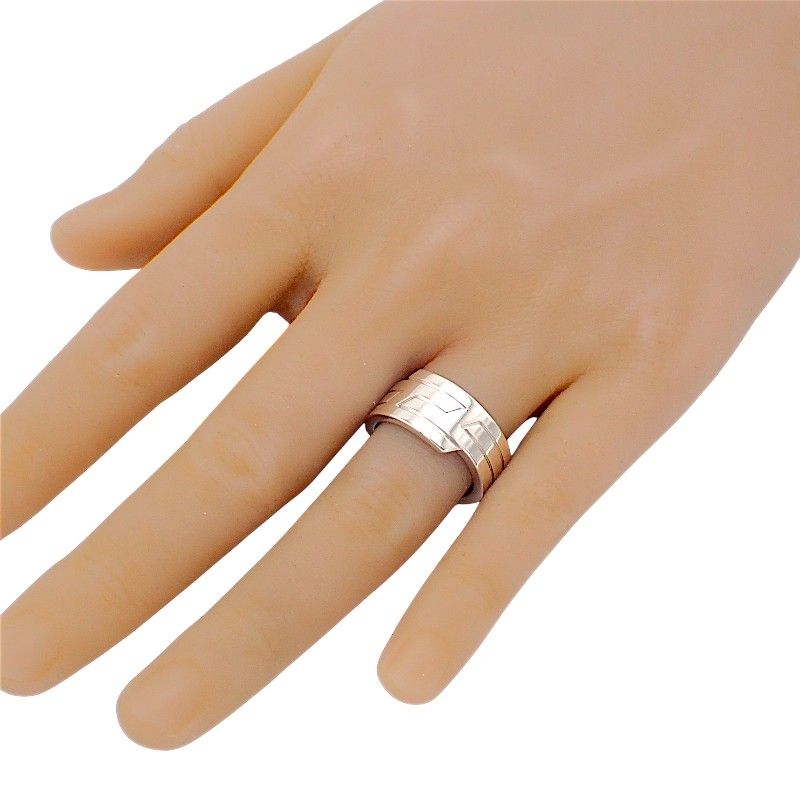 Hermes Italique Ring Actual 54 Vintage 925 Sterling Silver Logo Black Simple — view 8