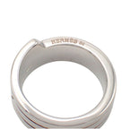 Hermes Italique Ring Actual 54 Vintage 925 Sterling Silver Logo Black Simple — view 5