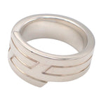 Hermes Italique Ring Actual 54 Vintage 925 Sterling Silver Logo Black Simple — view 6