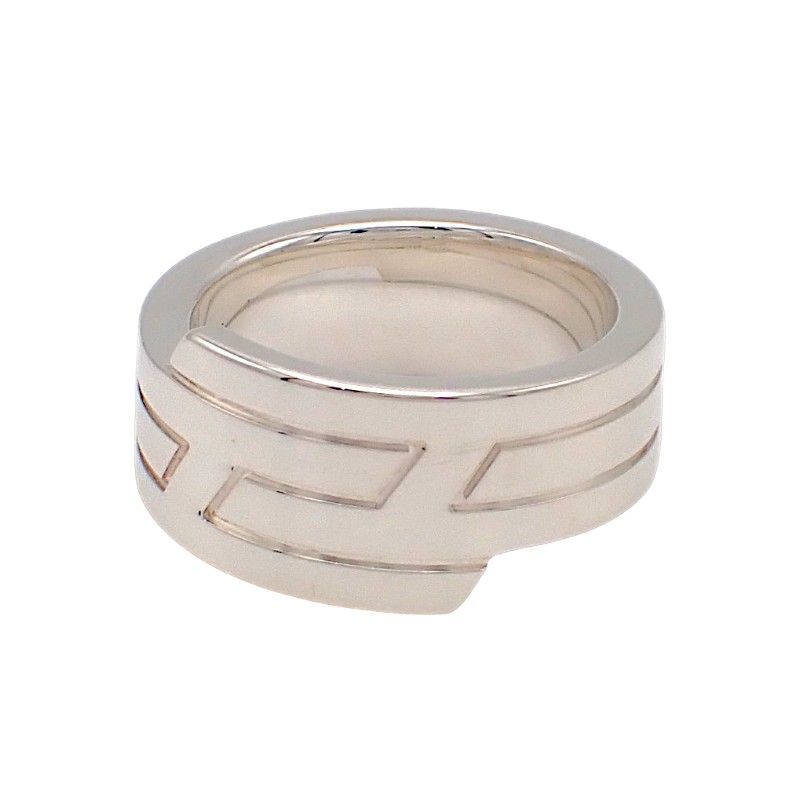 Hermes Italique Ring Actual 54 Vintage 925 Sterling Silver Logo Black Simple — view 2