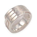 Hermes Italique Ring Actual 54 Vintage 925 Sterling Silver Logo Black Simple