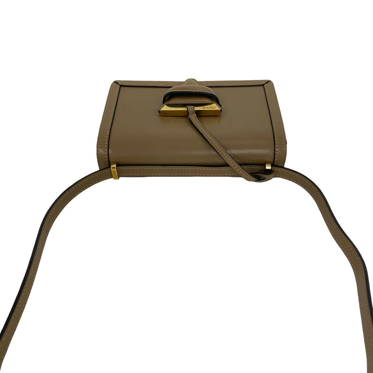 Loewe Barcelona Logo Leather Mini Shoulder Bag Crossbody Pochette Beige — view 4