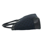 Gucci GG Pattern Logo Canvas Leather Tote Bag Business Navy Black — view 5