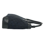 Gucci GG Pattern Logo Canvas Leather Tote Bag Business Navy Black — view 6
