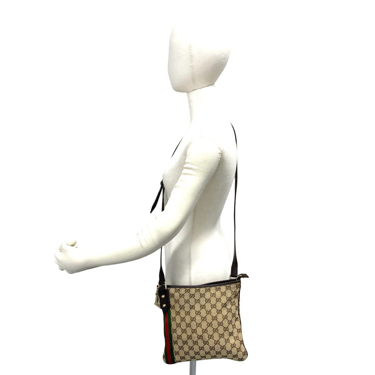 Gucci Sherry Line GG Pattern Logo Canvas Leather Shoulder Bag Pochette Crossbody — view 2