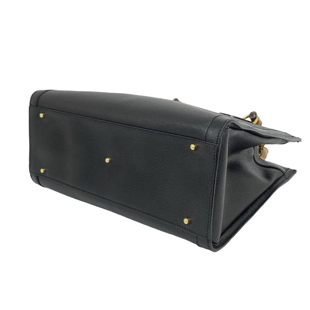 Gucci With Vintage Bamboo Leather Tote Bag Black — view 8