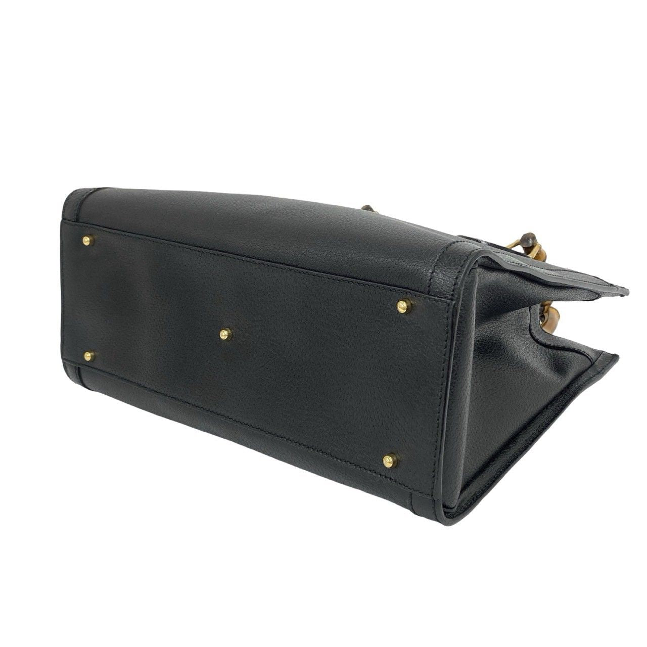 Gucci With Vintage Bamboo Leather Tote Bag Black — view 8