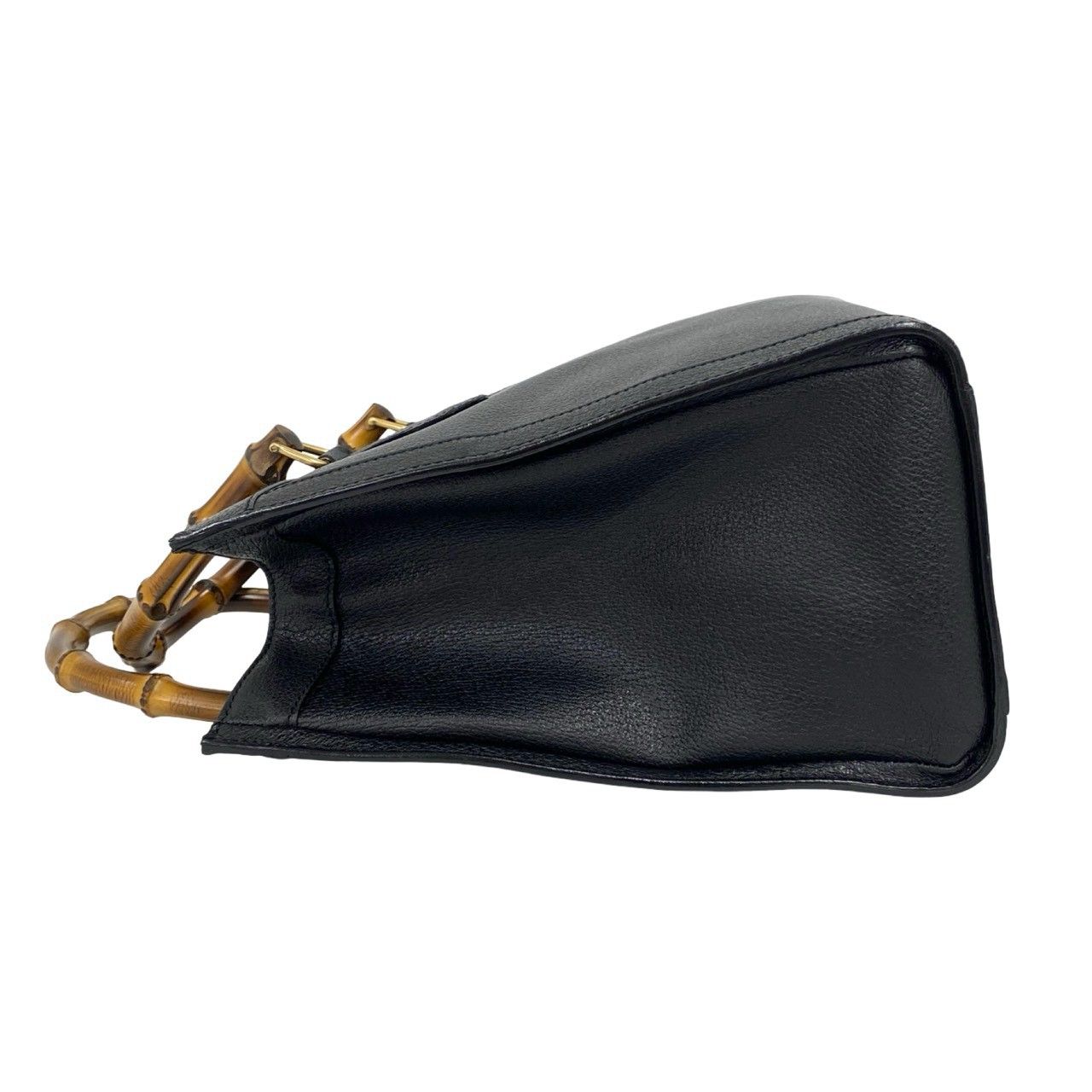 Gucci With Vintage Bamboo Leather Tote Bag Black — view 5