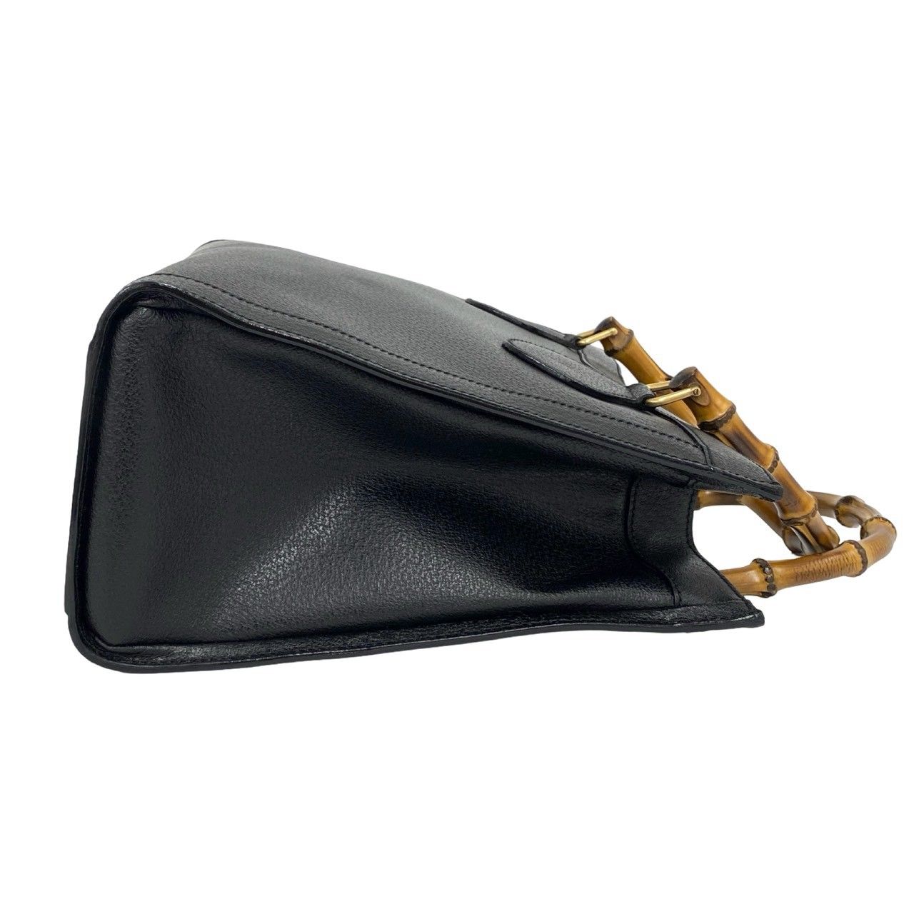 Gucci With Vintage Bamboo Leather Tote Bag Black — view 6