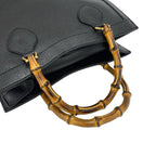 Gucci With Vintage Bamboo Leather Tote Bag Black — view 4