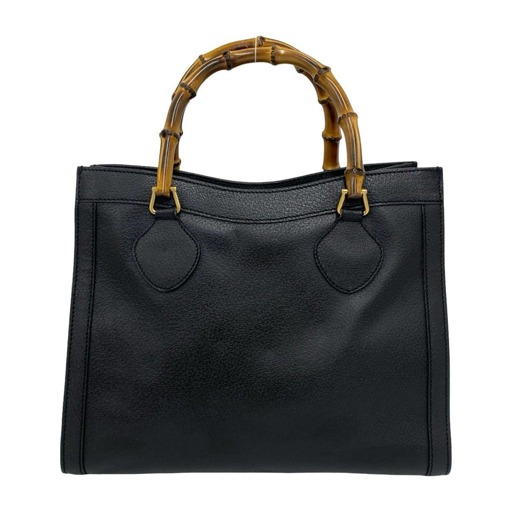 Gucci With Vintage Bamboo Leather Tote Bag Black — view 3